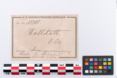 Etikett zu Bronzeknotenarmreif (NHMW-PRAE-035785)